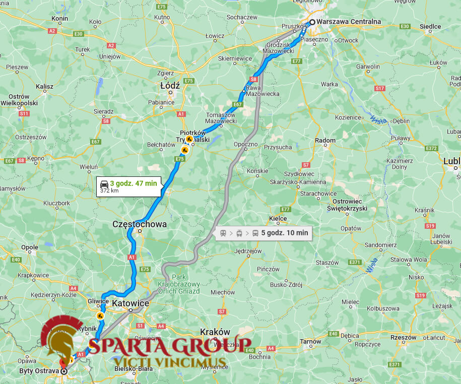 trasa Warszawa - Sparta Group - Czechy